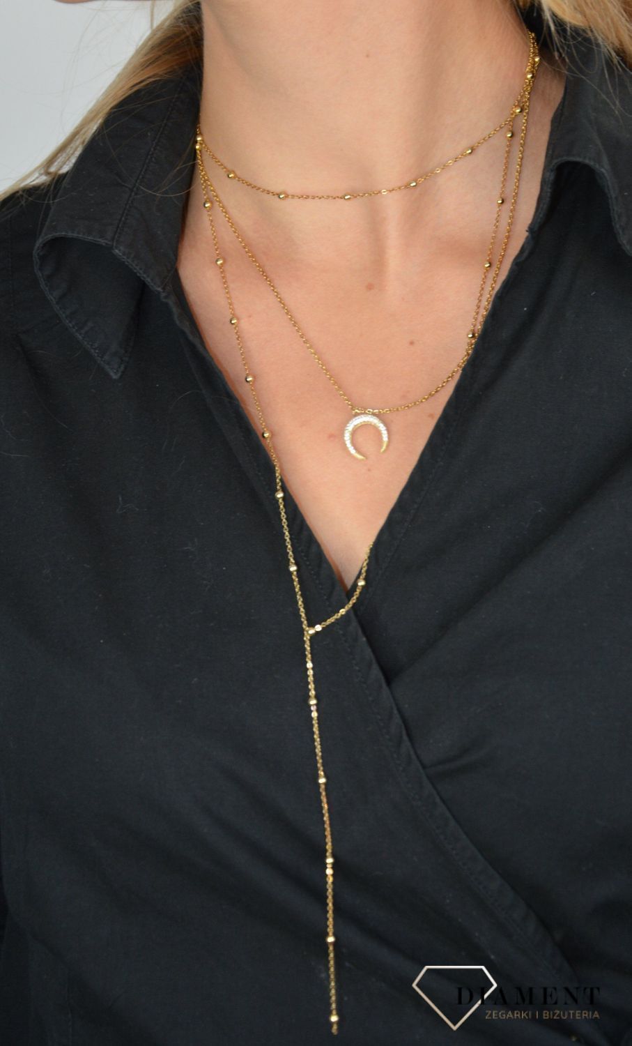 Srebrny naszyjnik potrójny pozłacany księżyc DIA-NSZ-0068-925.jpg